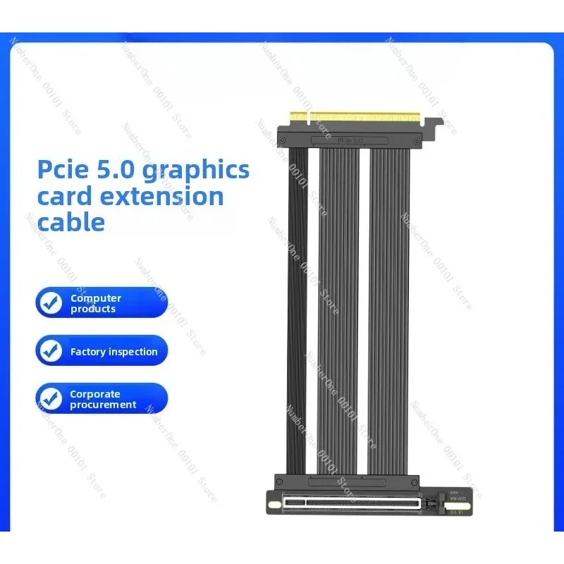 PCIe 5.0 X16 GPU Riser Cable Vertical Dual Reverse Gen5 Extension Lossless for Gaming
