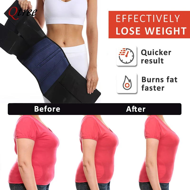 Qtree Waist Trimmer Belt Slimming Body Shaper for Women Tummy trainer Wrap Plus Size Invisible Weight Loss Belly Cincher Corset