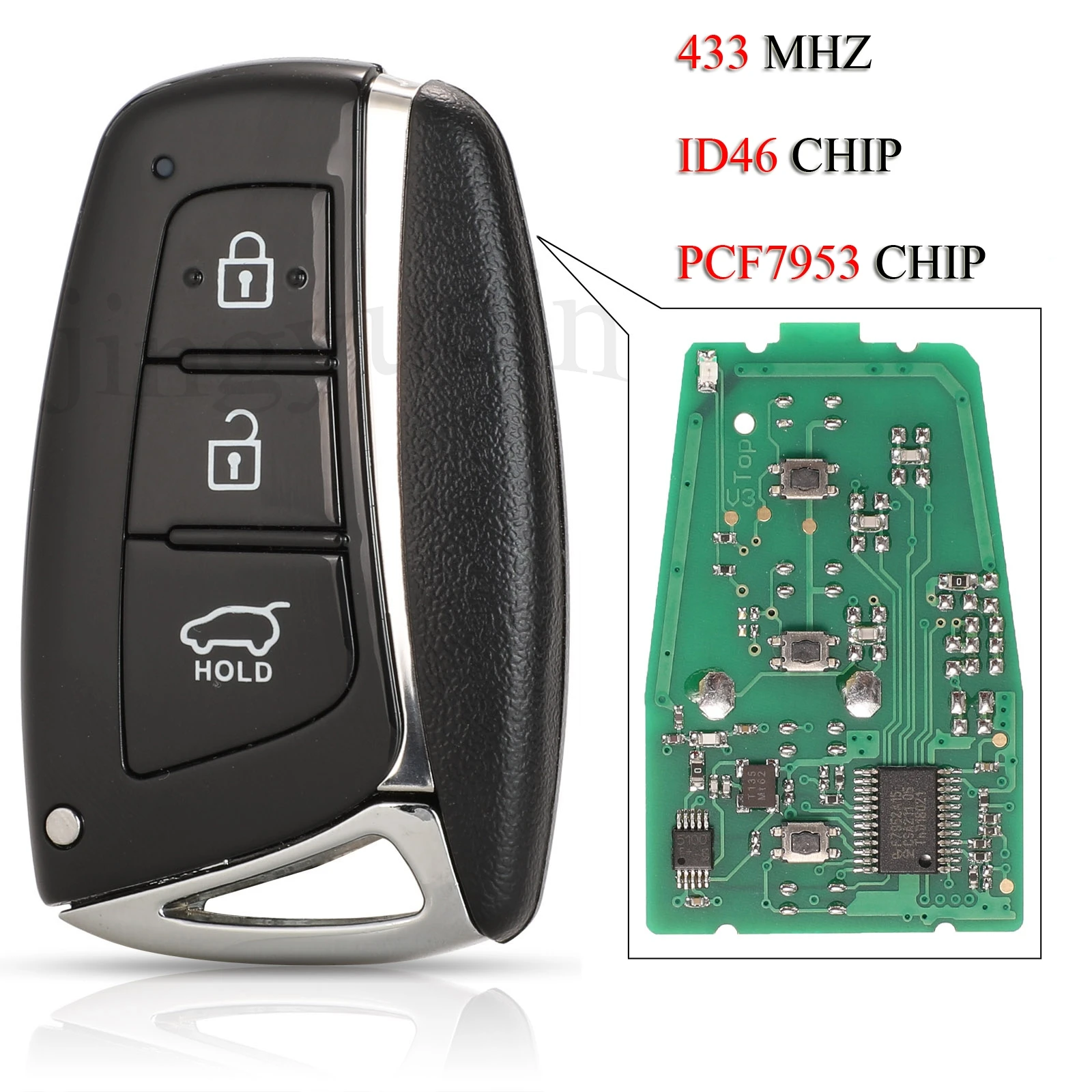 

jingyuqin Remote Smart Car Key For Hyundai Santa Fe IX45 Vehicle FSK 433MHZ ID46 PCF7953 Chip 95440-2W600