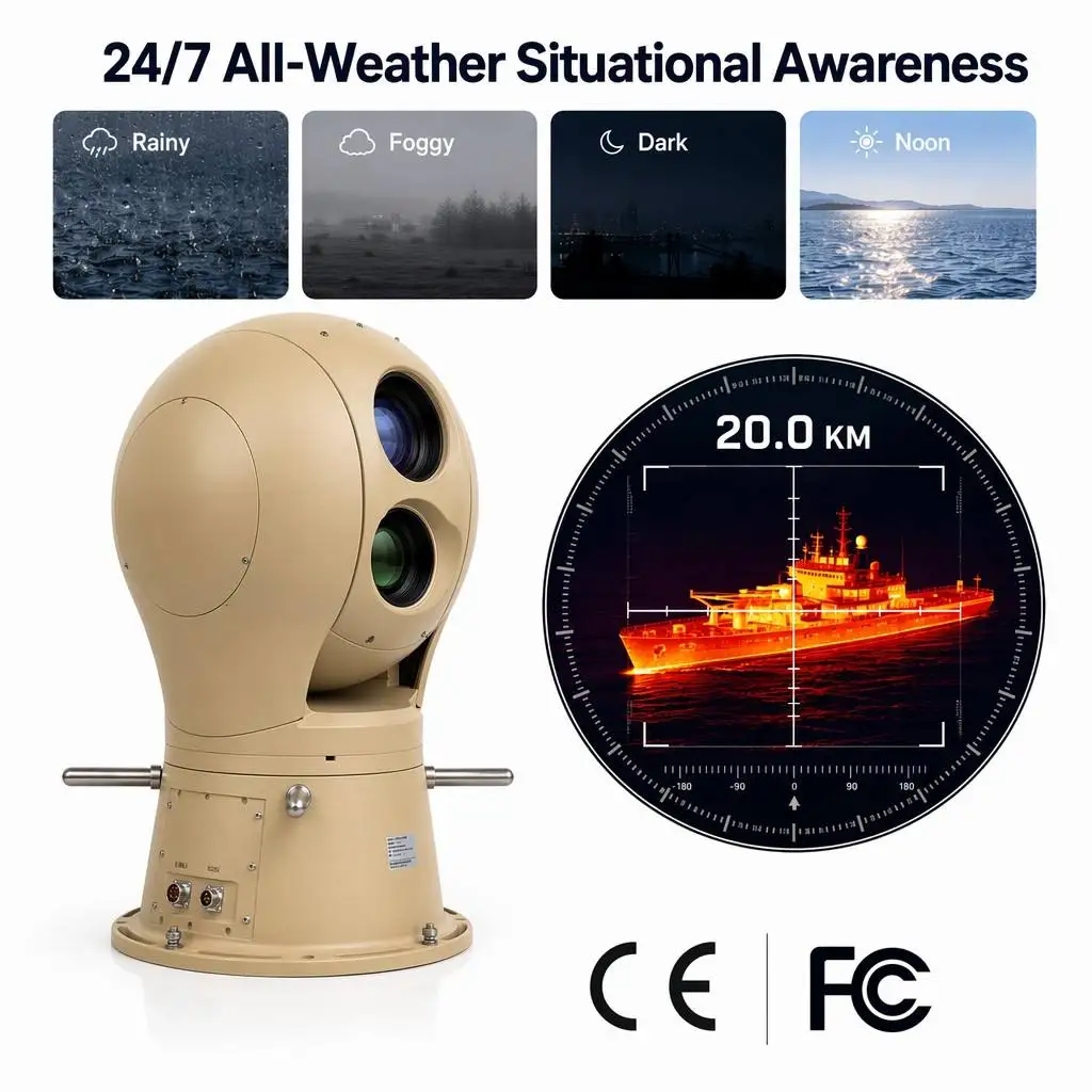 20KM Ultra-Long Range Monitoring System: AI-Powered Multi-Sensor Thermal PTZ Camera With Laser Night Vision