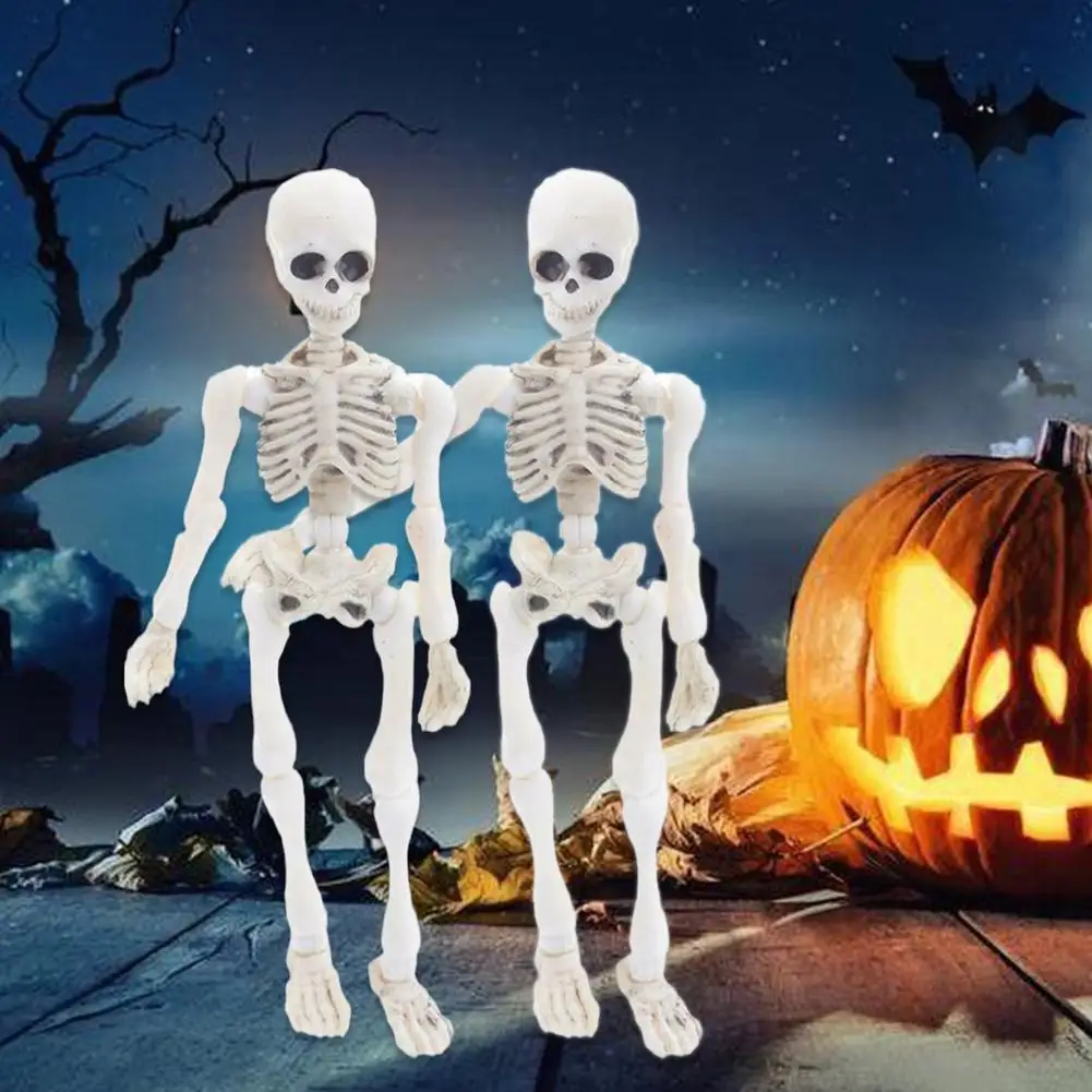 Halloween Movable Skeleton Fake Human Skull Bones Halloween Party Home Bar Decorations Haunted House Horror Props Ornament Toys