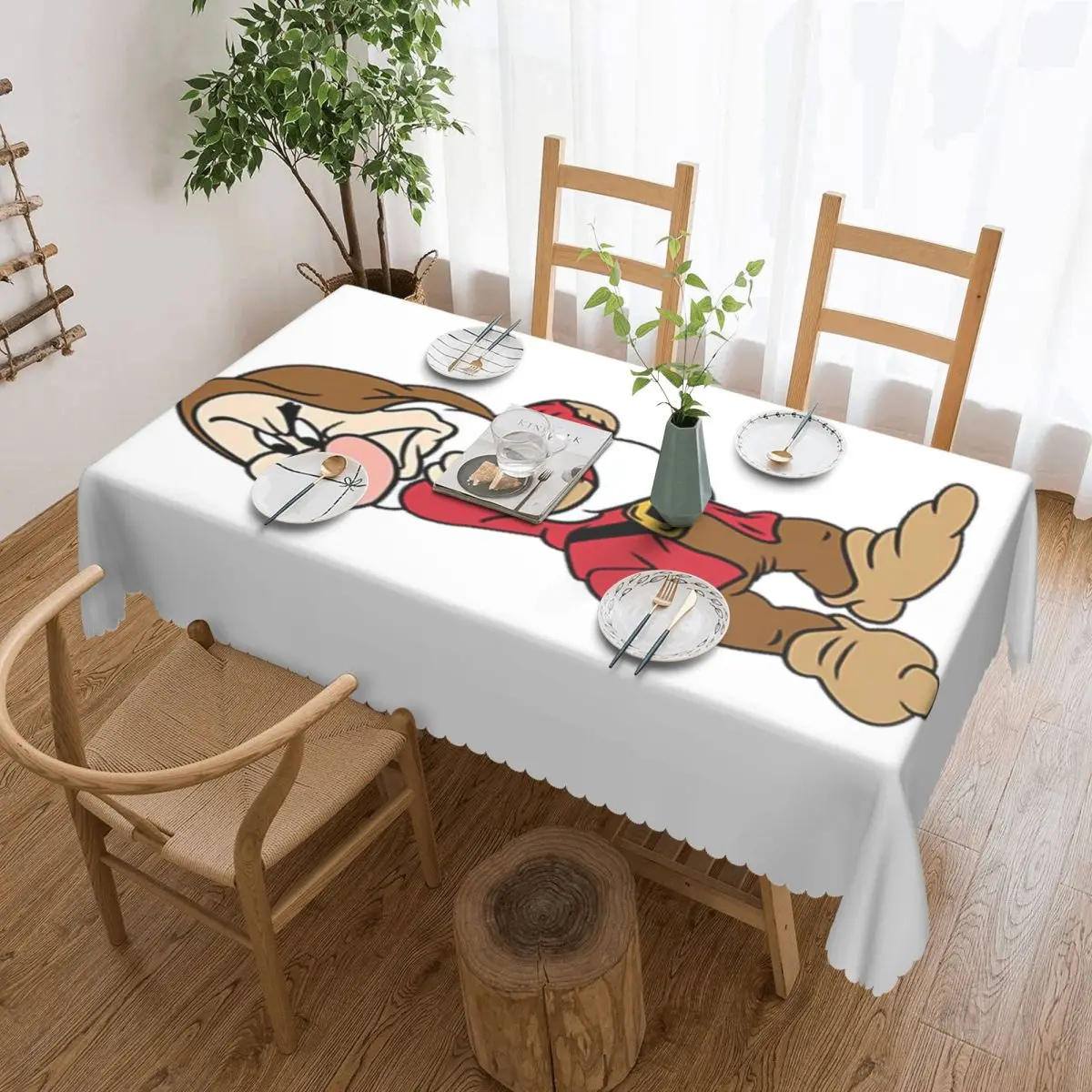 GRUMPY SNOW WHITE AND THE SEVEN DWARFS Rectangular Tablecloth Oilproof Table Cover for Festival Party Decorations Table Cloth