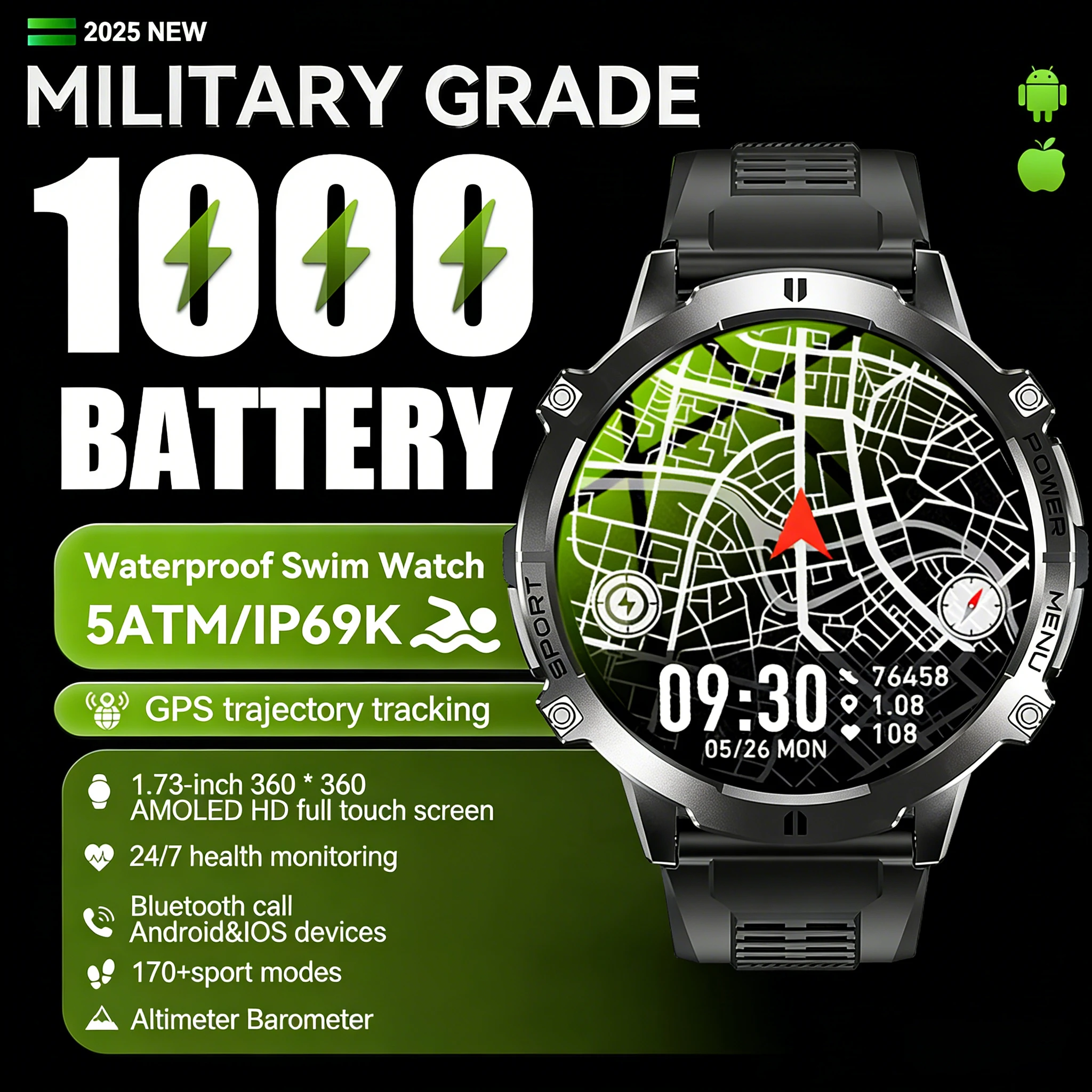 

2026 X3 Смарт-часы Спорт на открытом воздухе Часы для плавания 10 м Водонепроницаемые GPS на Dafit APP 200+ Циферблат часов Reloj Hombre 7 дней в режиме ожидания Подарок