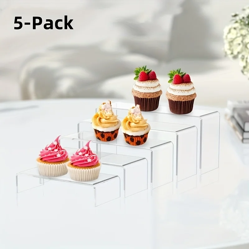 

5 шт. U-образная акриловая подставка для дисплея, глухая коробка, прозрачные многоуровневые полки, держатель для кексов, дисплей для десертов, подставка для ювелирных изделий