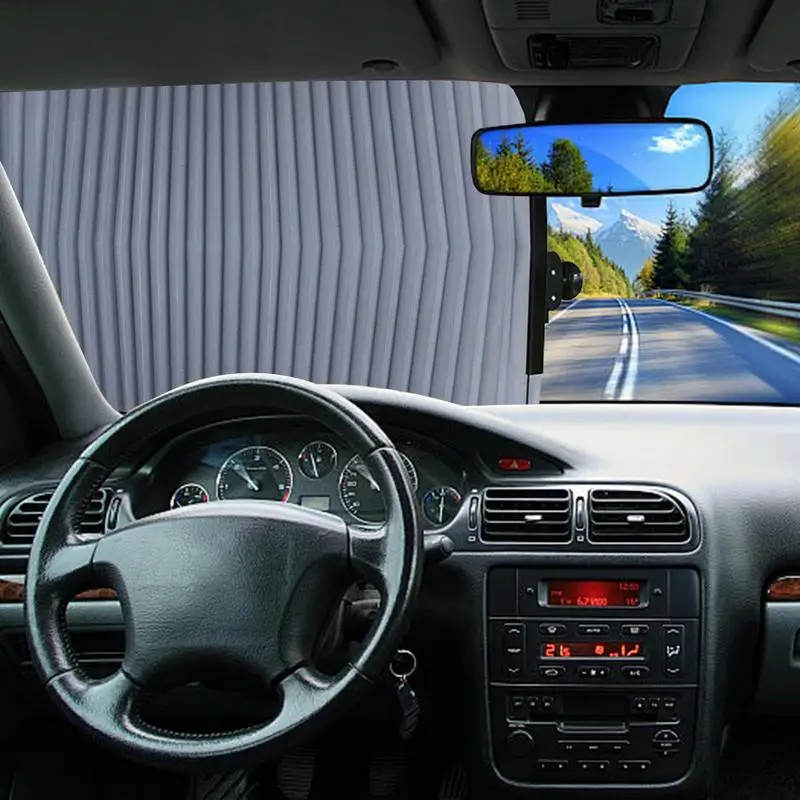 

Car Windshield Sunshade Privacy Curtain Retractable Sunshade Curtain Front/Rear Window UV Blocking Sun Protective Visor