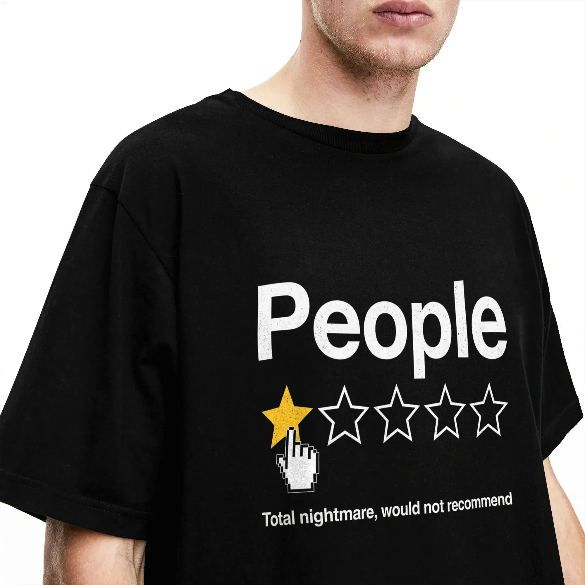 People One Star Total Nightmare würde nicht empfehlen  T-Shirt Sommermode T-Shirts Baumwolle O-Ausschnitt Oversize-Oberteile – Detail 3