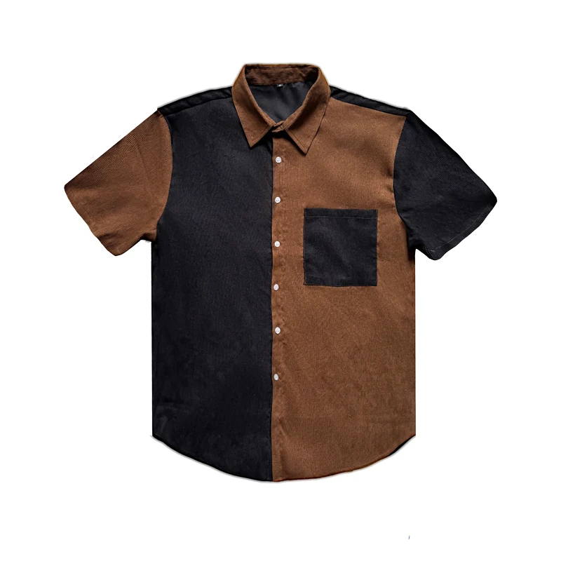 

Men's Corduroy Shirt For Casual Work and Daily Life Shirt Collar Loose Fitting Patchwork color Full open collar Men's Clothing