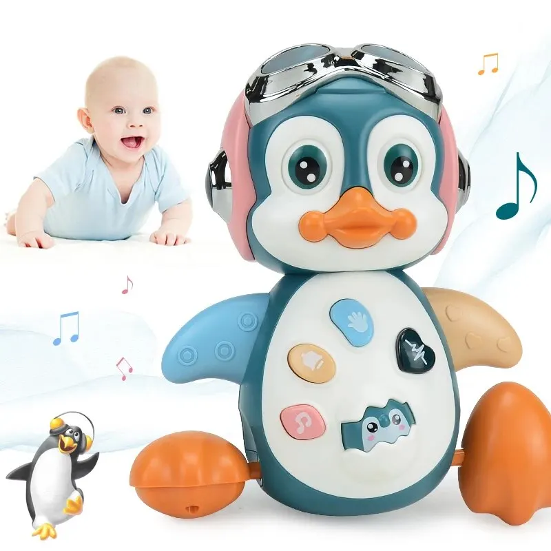 Baby Musical Penguin Toys Crawling Walking Moving Tummy Time Light Up giocattoli per neonati giocattoli per bambini apprendimento interattivo regalo per bambini