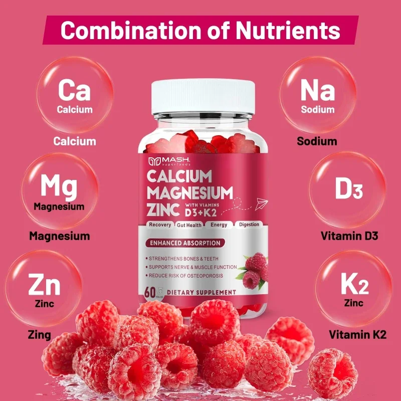 Calcium Magnesium Zinc Capsules with Vitamin D3 for Strong Bones & Nervous System Health & Promotes Cell Growth