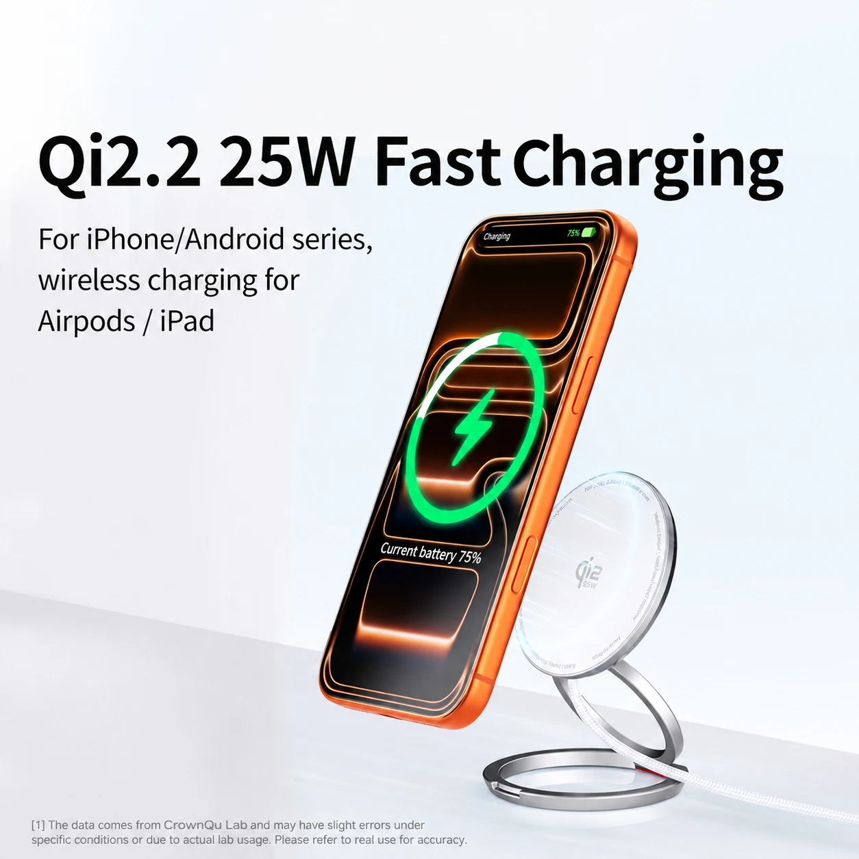 Qi2.2 25W Magnetic Wireless Charger with 47.2" Cable Fast Charging Foldable Stand For iPhone 17 16 15 Pro Max Huawei Xiaomi ipad