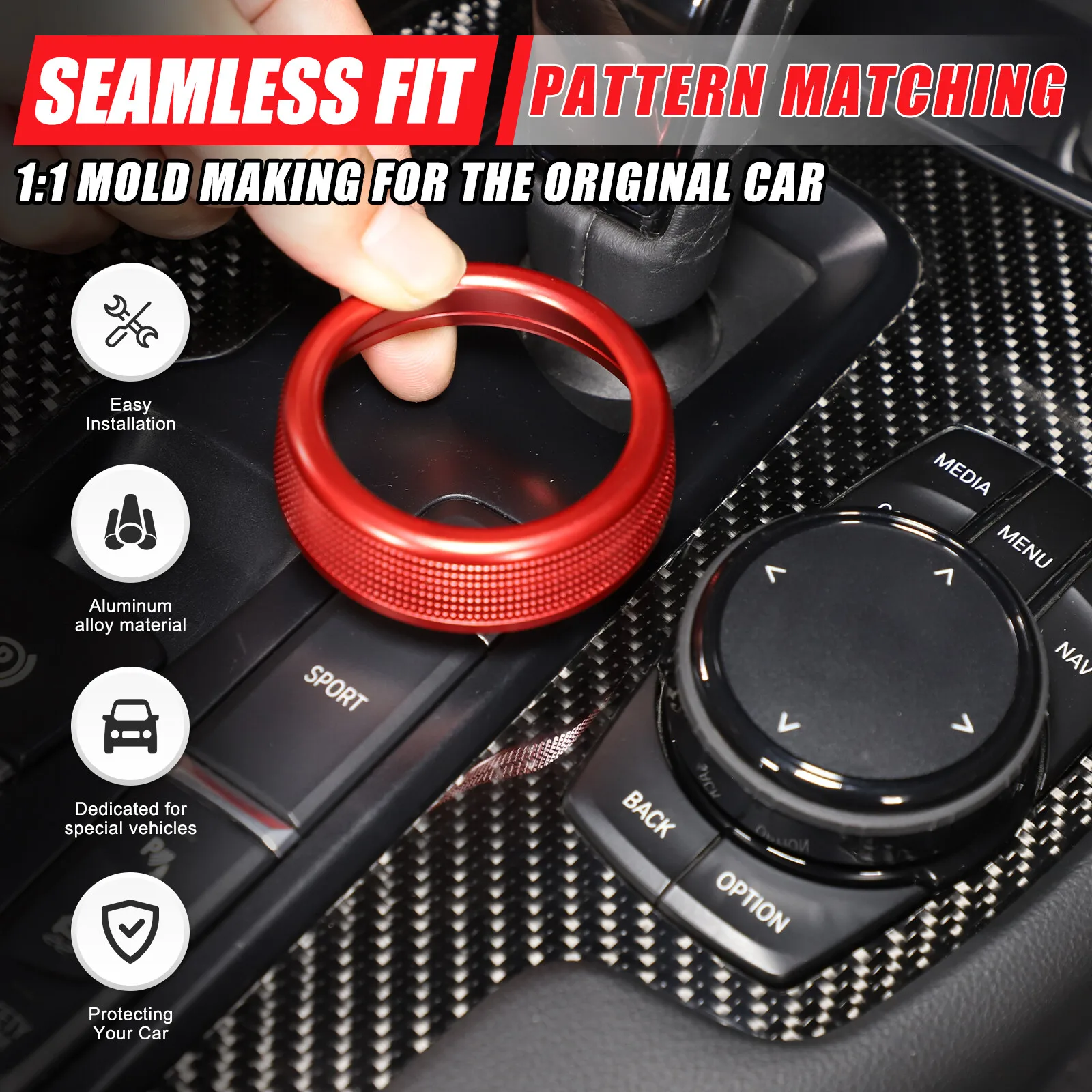 

Alloy Car Console Multimedia Knob Ring For Toyota GR Supra A90 2019-2025 Air Condition Volume Adjustment Button Knob Ring Cap