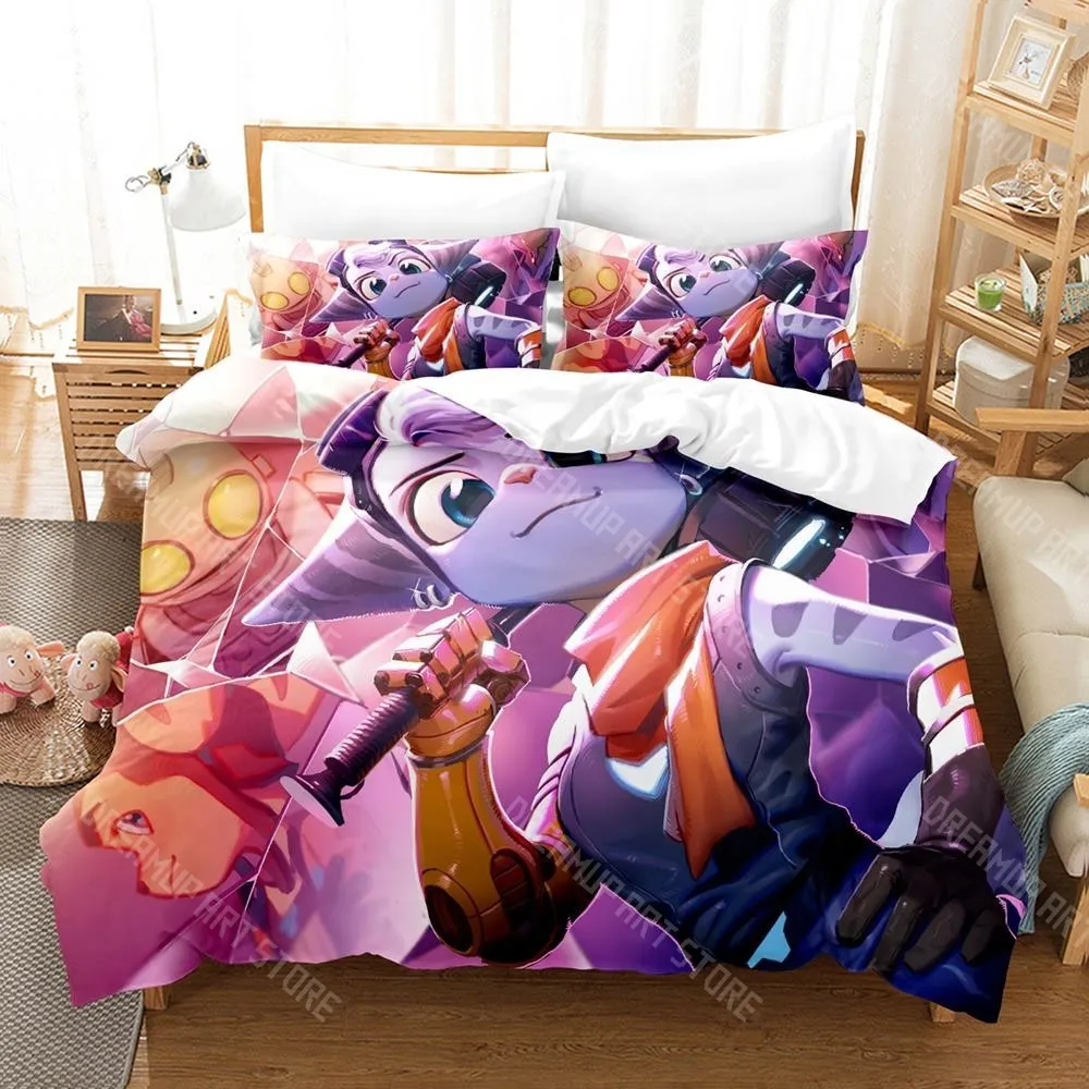 3D Printed Ratchet Clank Rift Apart Bedding Set for Boys Girls Duvet Cover Pillowcase Twin Queen King Full Single Double Sizes