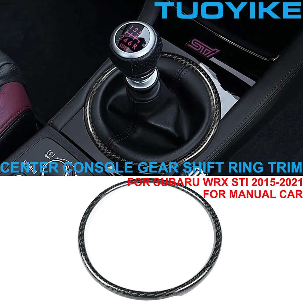 Real Dry Hard Carbon Fiber Interior Center Console Gear Shift Ring Surround Decoration Frame Cover Trim For Subaru WRX 2015-21