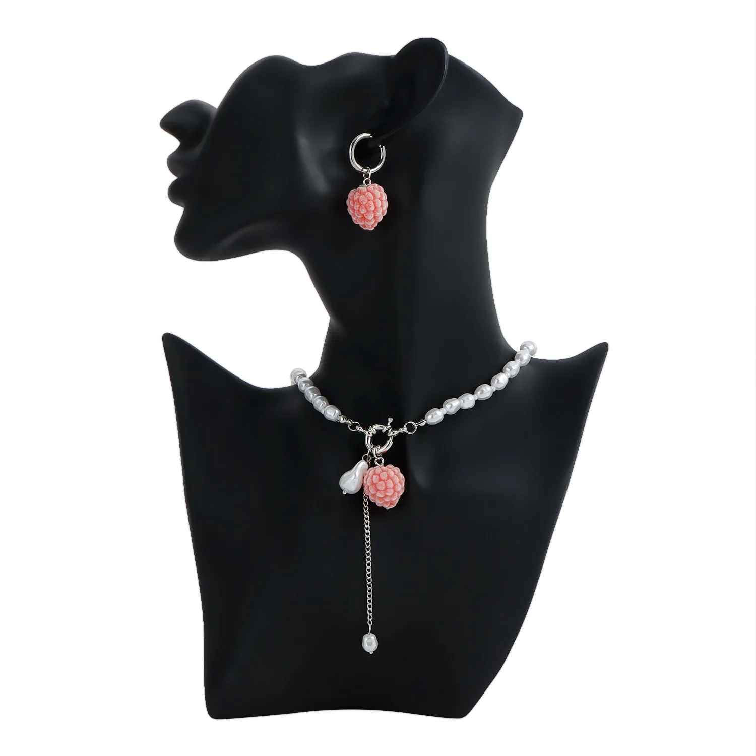 Trendy Sweet Creative Pink Raspberry Simulated Pearl Necklaces for Women Exquisite Cute Y2K Fashion Wedding Jewelry Gifts