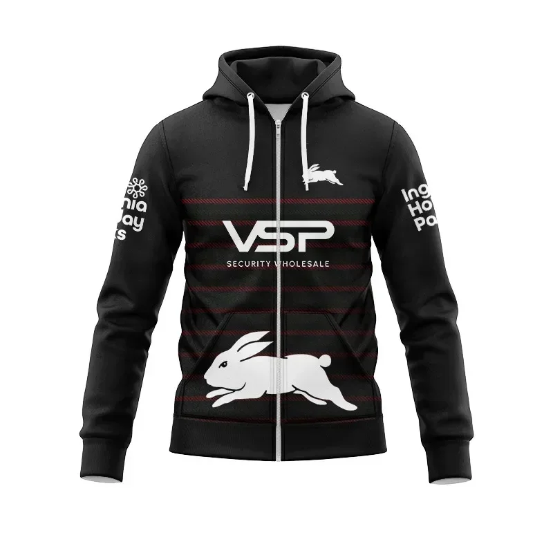 

Customization 2024 South Sydney Rabbitohs Warm Up Hoodie with Zipper - Mens Size: S-5XL （Print Custom Name Number）