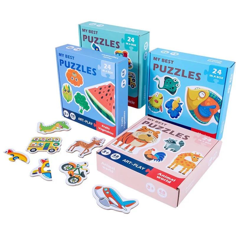 Wooden Puzzle Toy Colorful Cartoon Wood Puzzle Educational Memory Games Children 3 Years Intelligence Game Kids Learning Toys