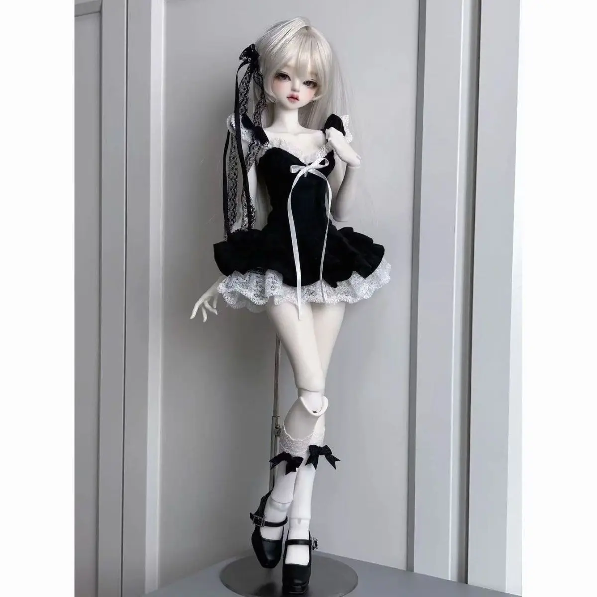 1/6 1/4 Doll's Clothes Suit for 30/45cm Bjd Doll White/black Maid Dress Set Toys Dress Up Play House Doll Accessories, No Doll