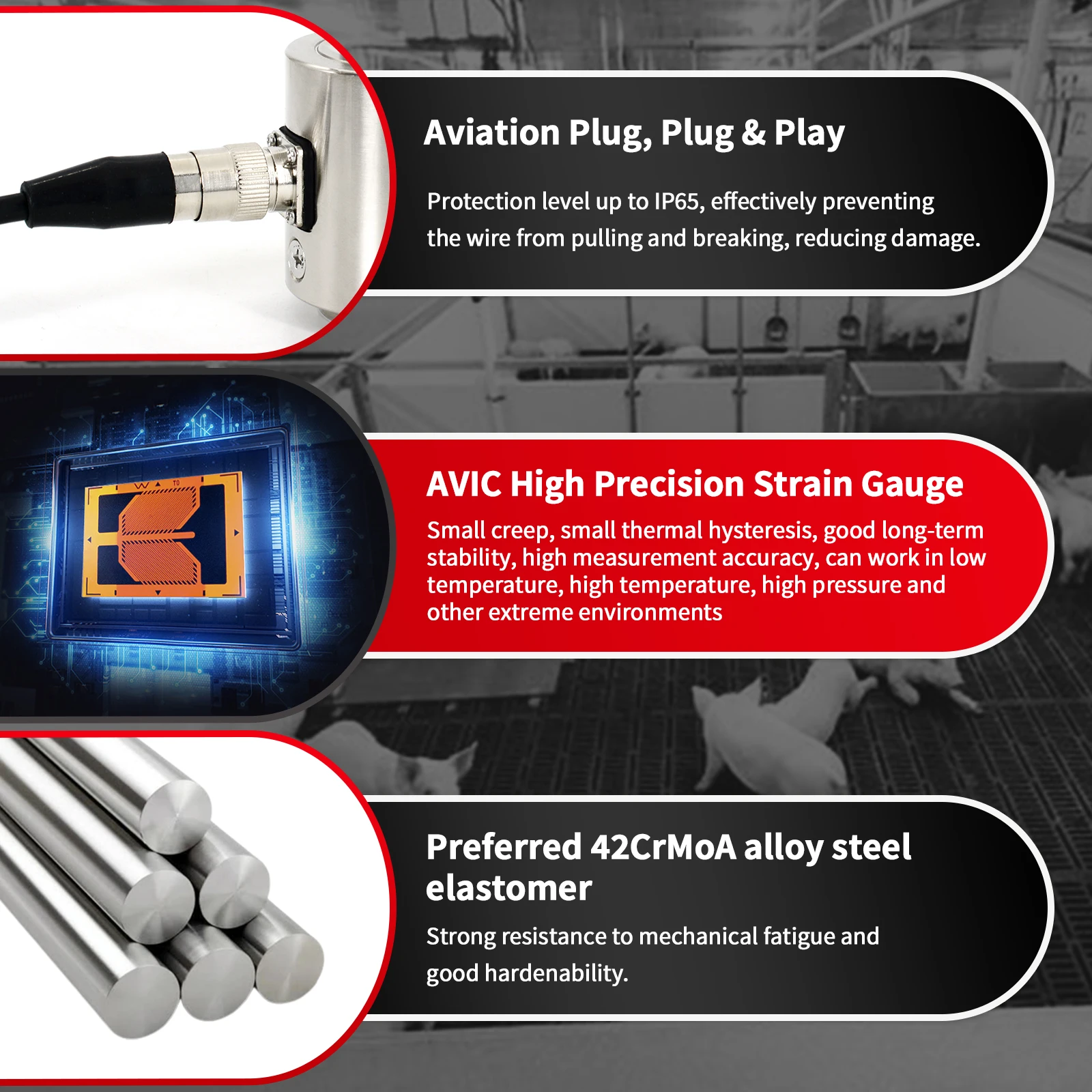 مستشعر خلية تحميل العمود Preciscale 5T 10T 20T 30T 50T 100T اختبار قوة التوتر والضغط IP65 مقاوم للماء والغبار