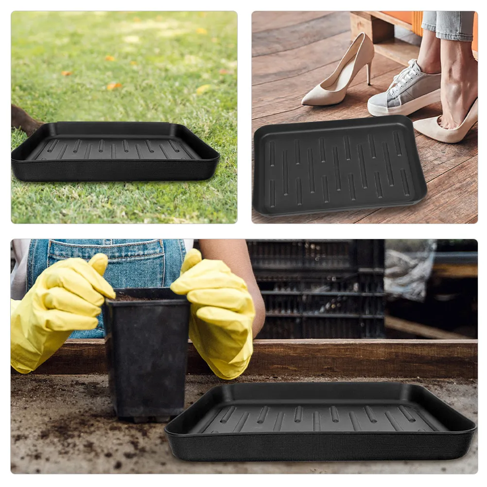 2 Piece Waterproof Shoe Tray Sturdy Plastic Boot Mat for Entryway Hallway Kitchen Car Trunk Plant Pots