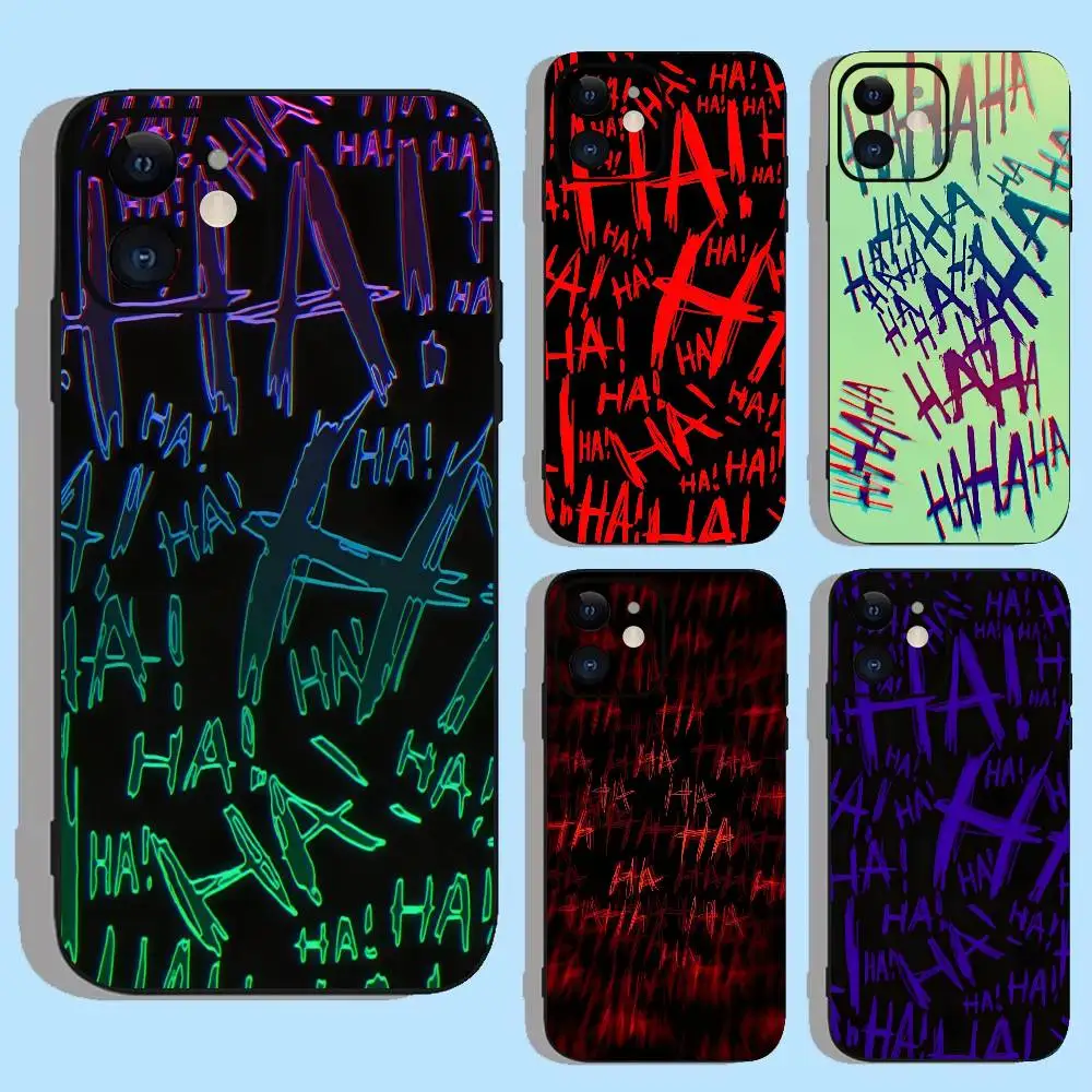 Funda de teléfono Horrible Letters HAHA para Apple iPhone 16,15,14,13,12,11,Pro,Max,Mini Wave Oil Short Black