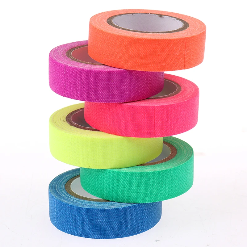 5Meter 6 Colors Neon Gaffer Cloth Tape Fluorescent Rainbow Color Party Non-Reflective Glow in The Dark Tape Under UV Black Light