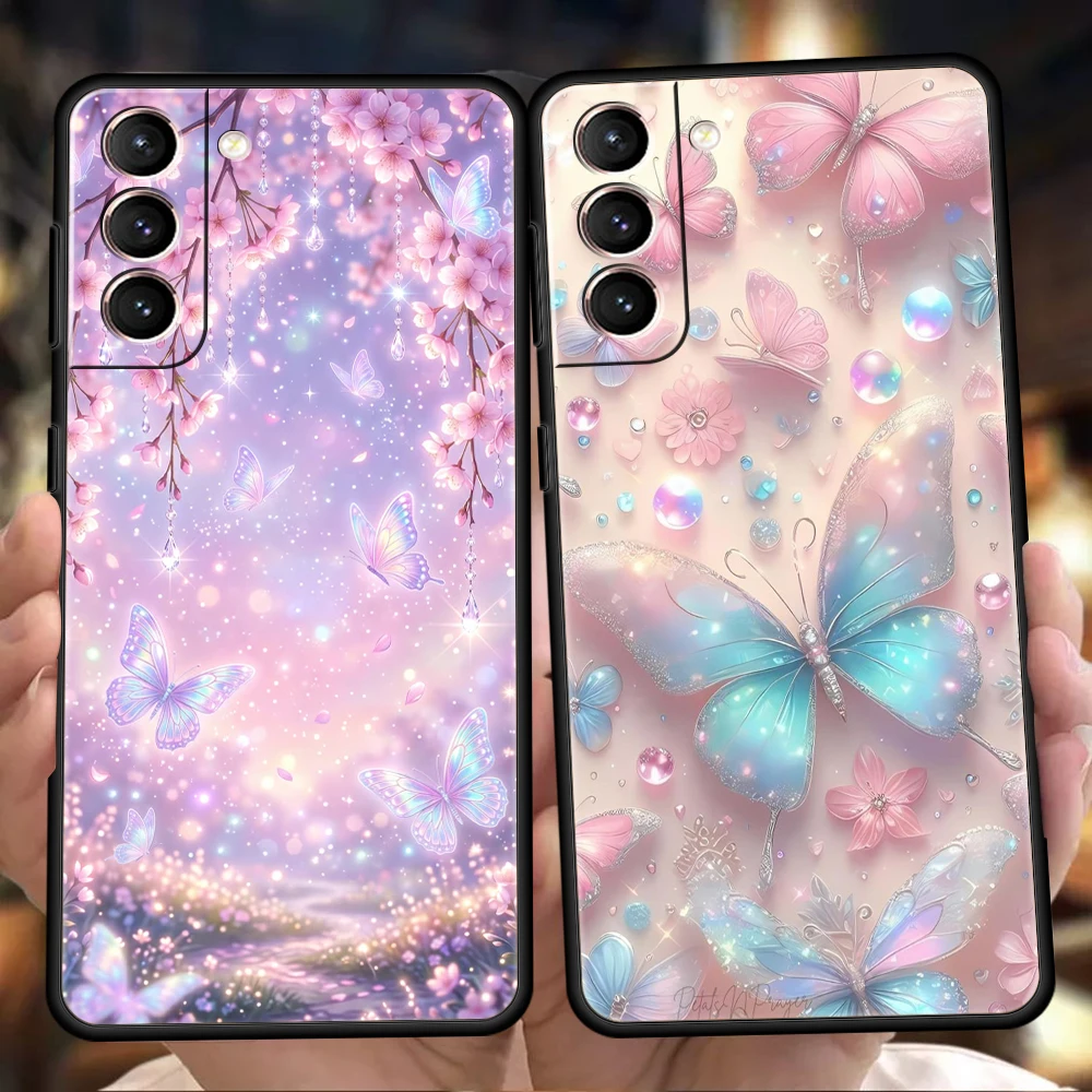 Phone Case for Samsung Galaxy S26 S25 S24 S23 S22 S20 S21 FE Ultra S25Edge Plus 5G Soft TPU Present Dreamy Beautiful Butterfly