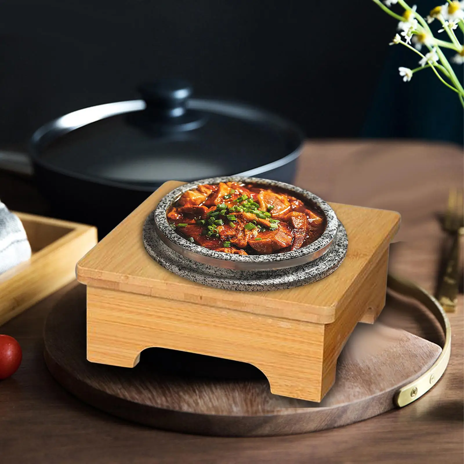 Pressure Cooker Wooden Holder Wooden Trivets Table Mat Non Slip for Hot Dishes Pots and Pans Korean Bibimbap Stone Pot Holder