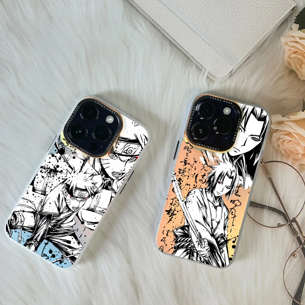 Bilibili Anime N-NARUTOs For iPhone 16 15 14 13 12 11 Pro MAX Plus IMD Chameleon Laser Phone Case