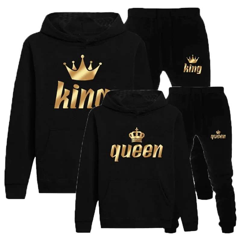 2024 Newest Printed Long Sleeve Hoodies Set Printed Queen King Couple Sweatshirt Plus Size Hoodies Trend Couple Hoodie Set S-3xl