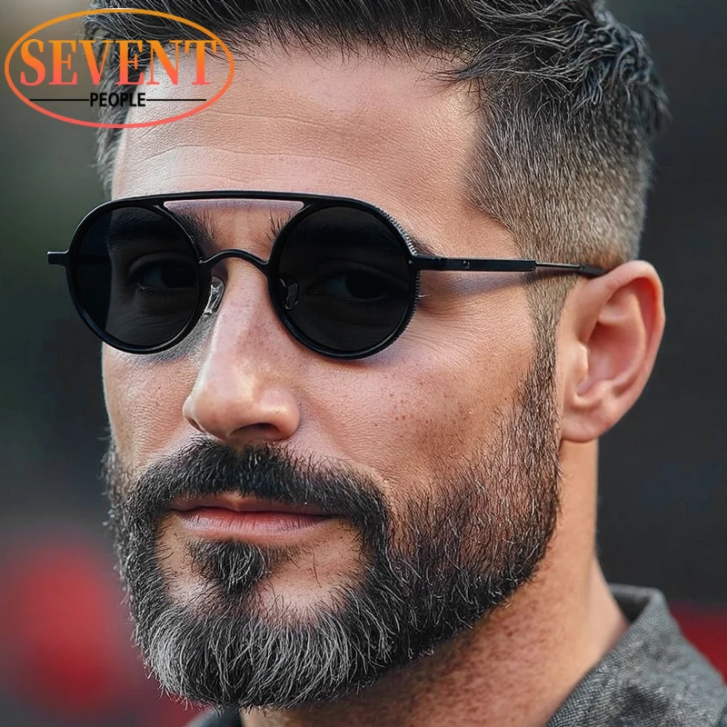 

Vintage Small Frame Round Sunglasses Men 2025 Luxury Brand Trendy Steampunk Metal Sun Glasses For Male Classic Outdoor Shades