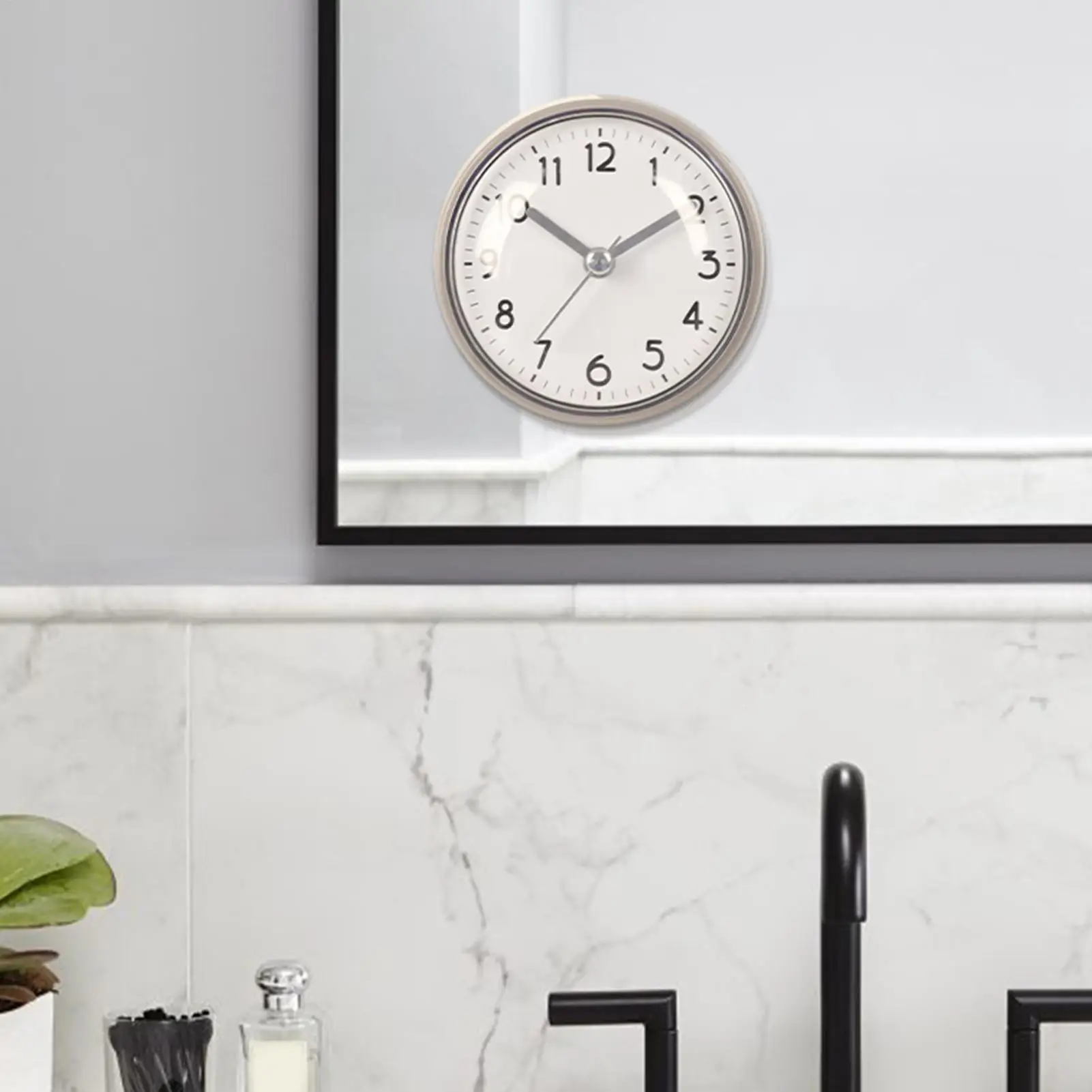 Mini Sucker Wall Clock Bathroom Anti-Fog Waterproof 7cm Kitchen Toilet Living Room Waterproof Small Quartzs Table Clock