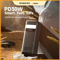 ROMOSS 30W Portable Power Bank with LED Light 30000mAh Fast Charge External Battery for iPhone Huawei Samsung Xiaomi