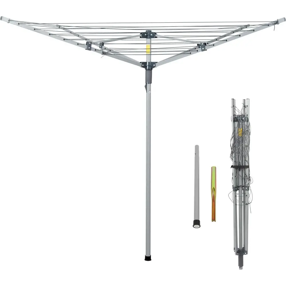 

4-Arm Rotary Outdoor Umbrella Drying Rack Metal Clothes Dryer Clothesline with 131ft Drying Space
