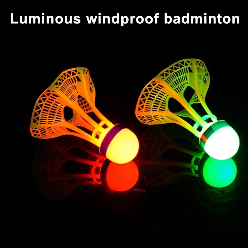 Glow-In-The-Dark Windproof Badminton Shuttlecock Ball Fluorescent Bright Nylon Ball With Light Night Outdoor Sport Supplies