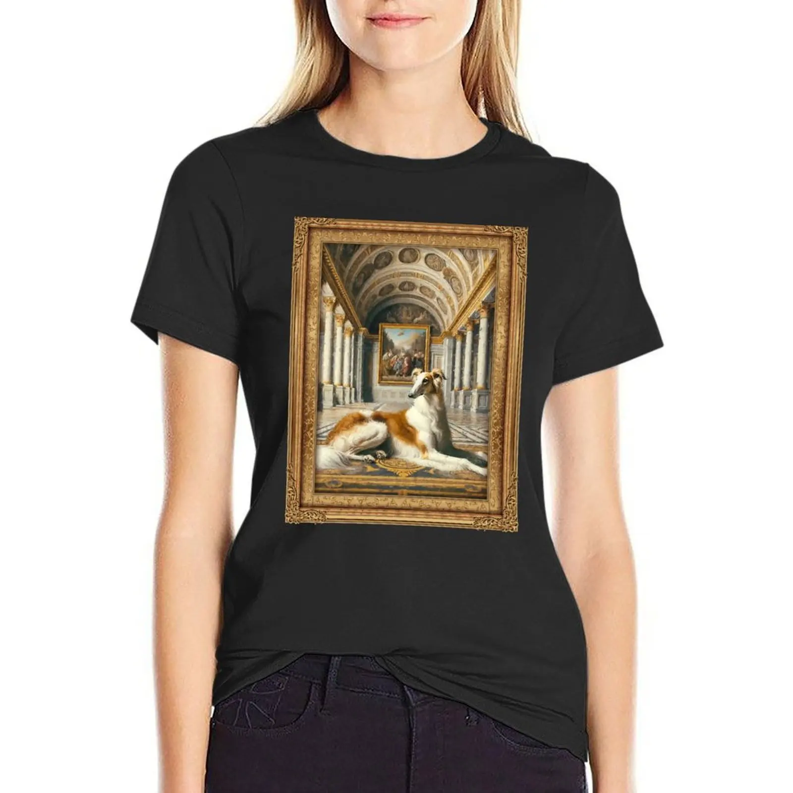 

Renaissance dog T-Shirt blacks lady clothes funnys Aesthetic clothing T-shirt Women