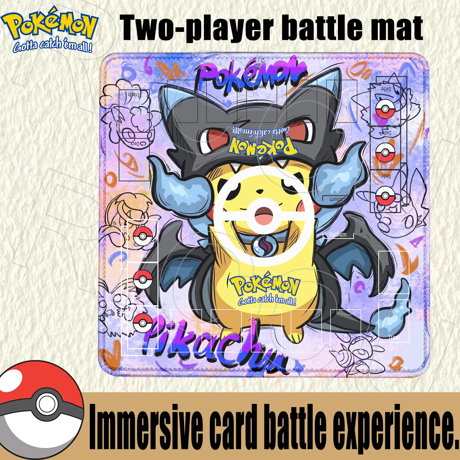 60x60cm Pokemon Dedicated Double GAME Card accessories Battle Sylveon Charizard PTCG Desk mat Anime mouse pad Table rubber Mats