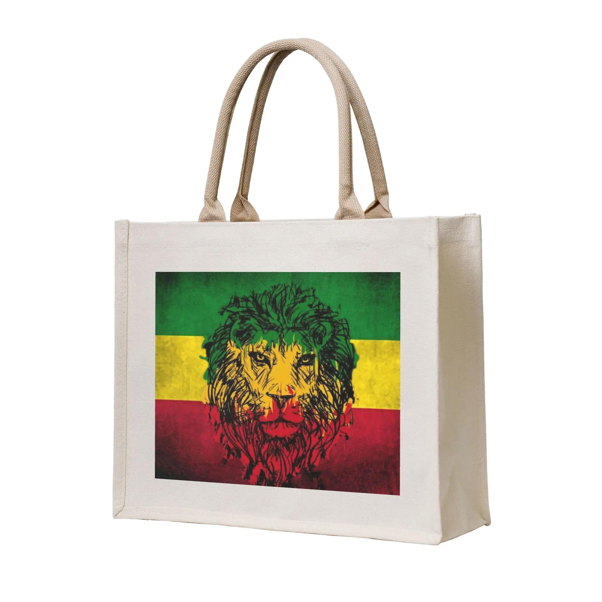 

Сумка-шоппер с изображением Льва Юди, в стиле раста-регги, для женщин, портативная, большой вместимости, для продуктов, с растафарейским артом