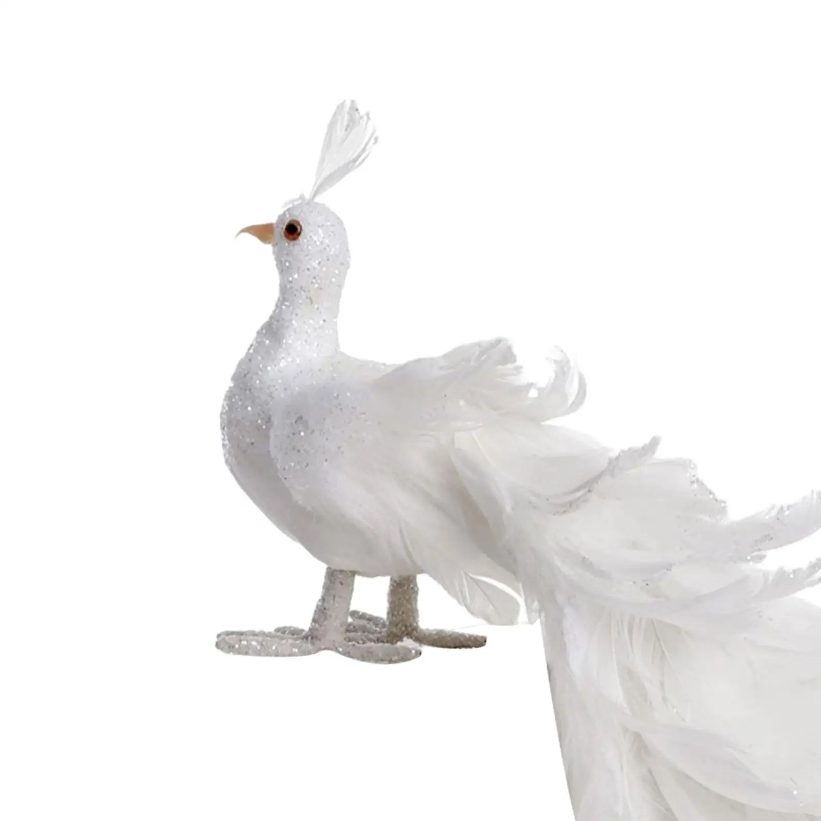 White Peacock Simulation Bird for House Photography Prop Micro Landscape