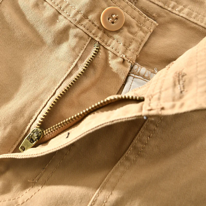 Simple Solid Color Versatile Cargo Short Pants Casual Men\'s Fashion Loose Shorts With Multi-pocket