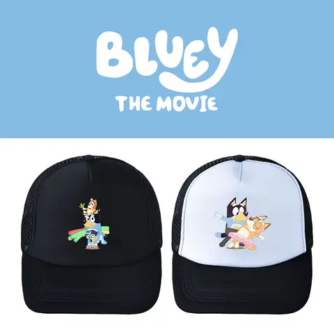 Bluey Cartoon Printed Hat Black And White Duck Tongue Mesh Hat Summer New Outdoor Sports Sun Hat Anime Peripheral Cosplay Gift