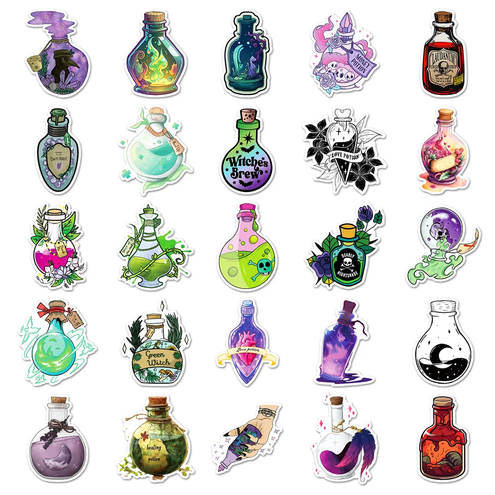 10/30/50pcs Cute Cartoon Magic Potion Stickers Aesthetic Graffiti Decals Laptop Notebook Suitcase Phone Decoration Sticker Toys