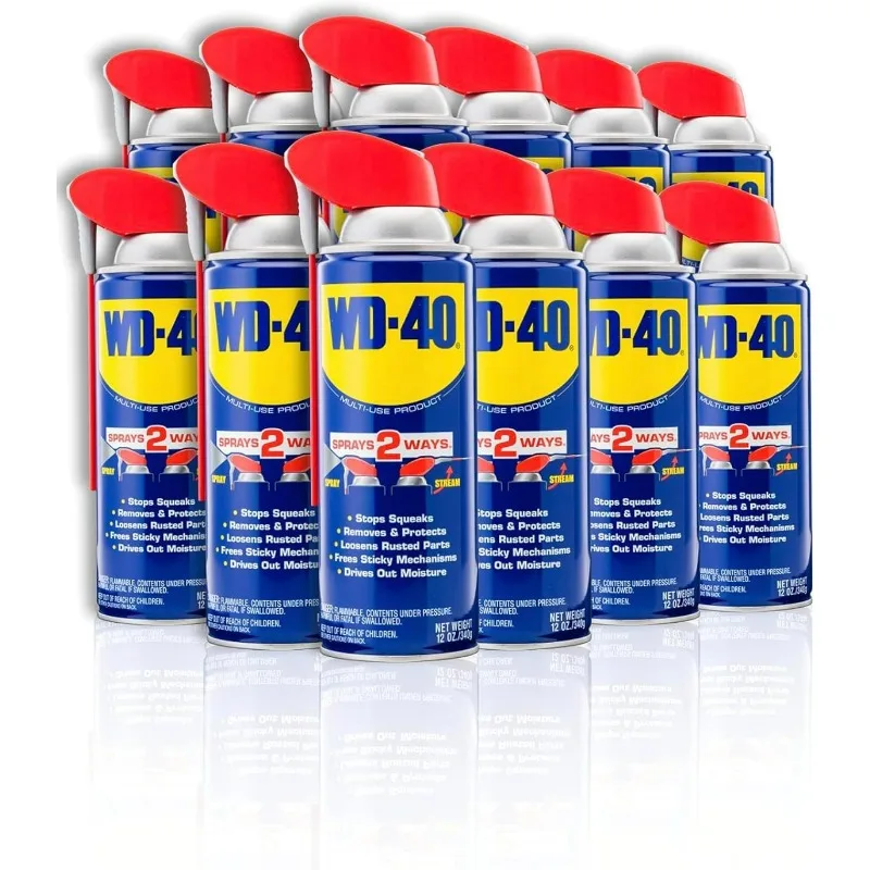 WD-40 Original Formula, Multi-Use Product with Smart Straw Sprays 2 Ways,12 OZ [12-Pack]