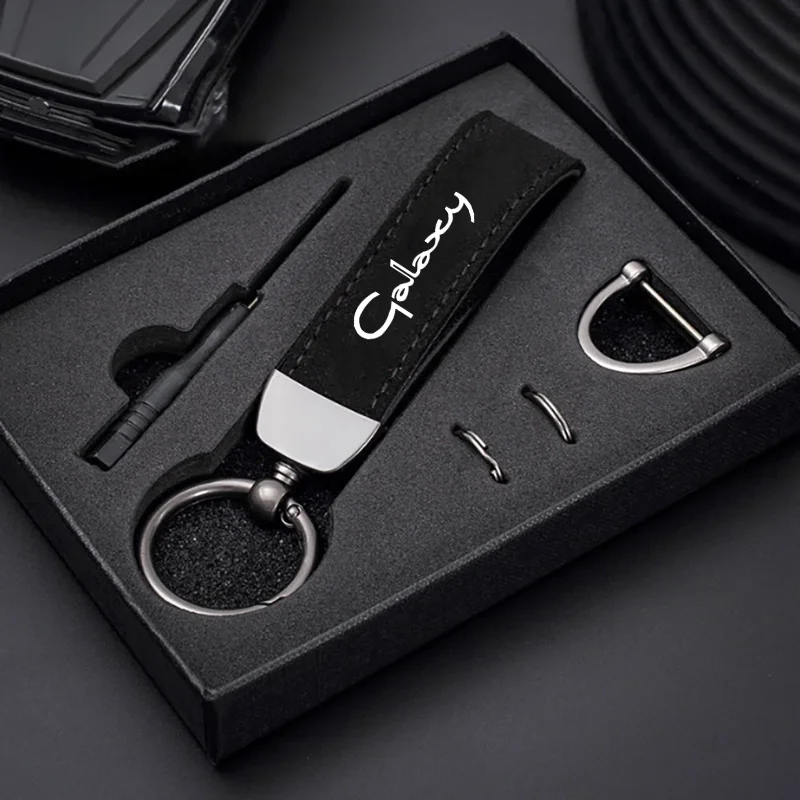Car Key Chain Rings Metal Leather Keychain Exquisite Anti-lost Universal Keyring For Ford Galaxy MA6 2011 2015 2016 Accessories