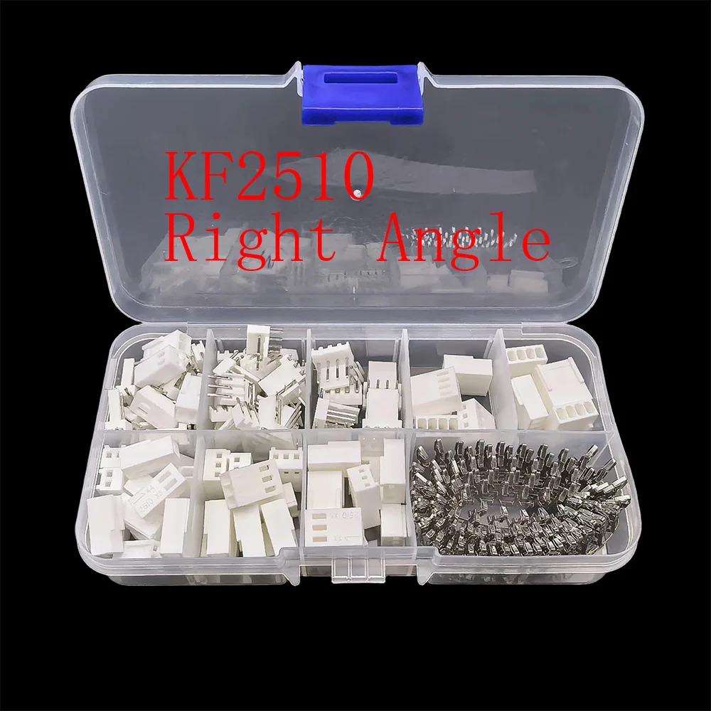 

KF2510 Connector 50 Sets 2.54mm Pitch 2p 3pin 4 Pin Male Plug and Female Socket Housing Connectors Terminal Kit Right Angle