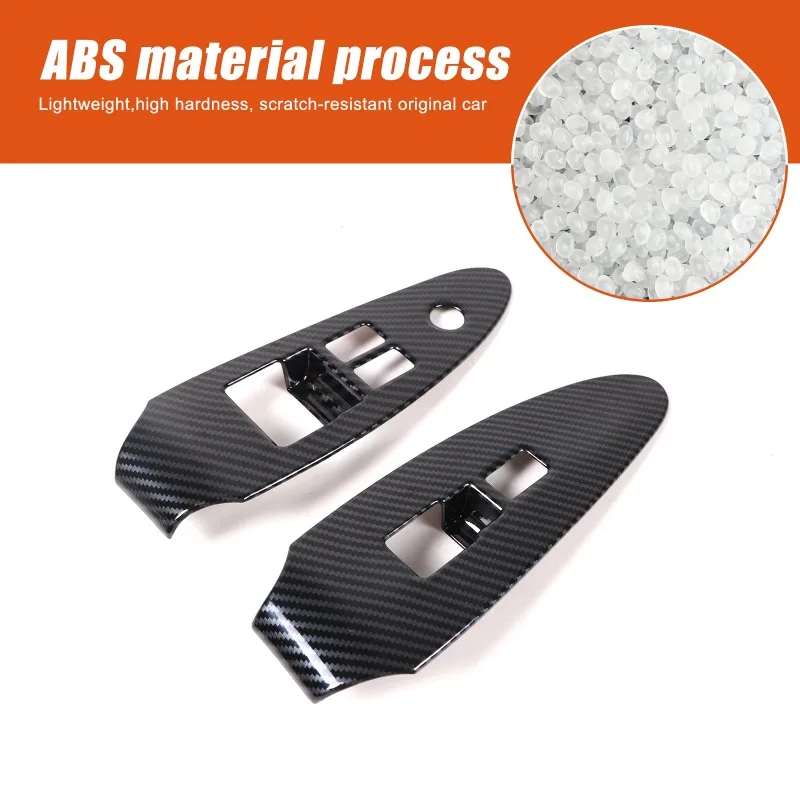 ABS Carbon Fiber Car Door Window Glass Lift Panel Button Switch Frame Cover For NISSAN 370Z Z34 2009-2020 Interior Accessories