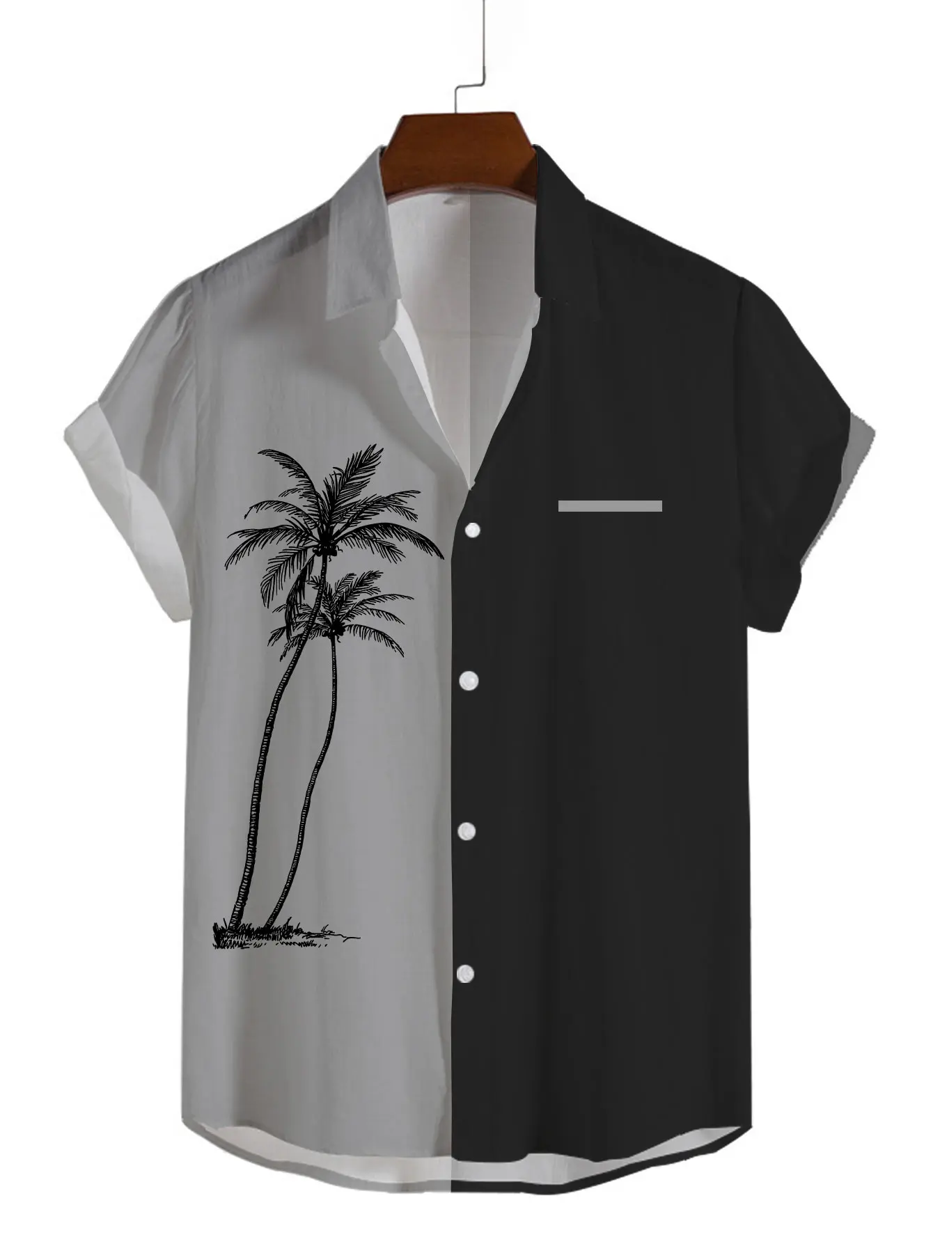 

Men's Casual and Fashionable short Sleeved Contrast Color Shirt Non Ironing and Wrinkle Resistant Business Top