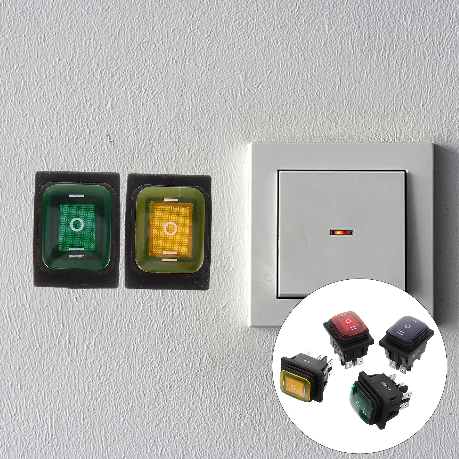 

4Pcs Waterproof Boat Rocker Switch 6 Pin LED Latching on-Off-on 12V Dc Car Auto Universal Toggle Panel Switches Blue Red Green