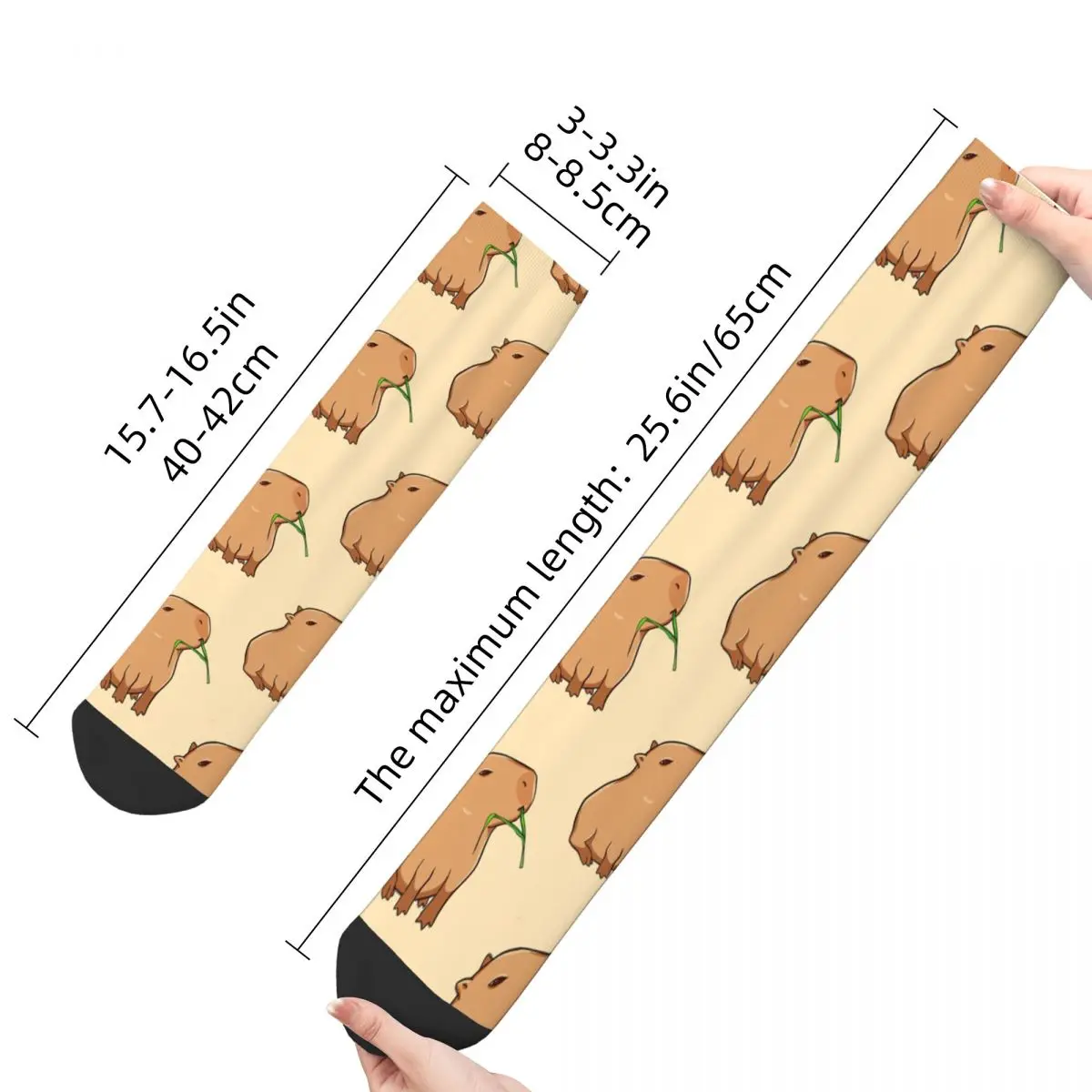 Funny Men\'s Socks With A Leaf Vintage Harajuku Capybara Hip Hop Casual Crew Crazy Sock Gift Pattern Printed