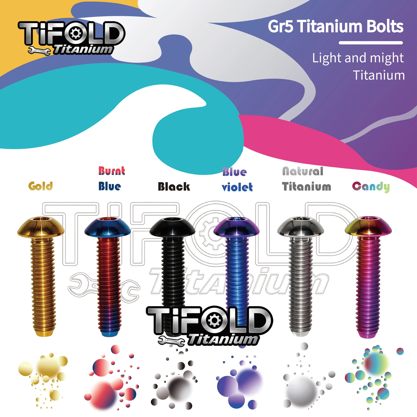 TIFOLD M5 Gr5 Titanium Bolts, Mushroom Umbrella Head Screws, M5×10-35mm,  for Bike Motorcycle Car Mods, 10PCS/Pack