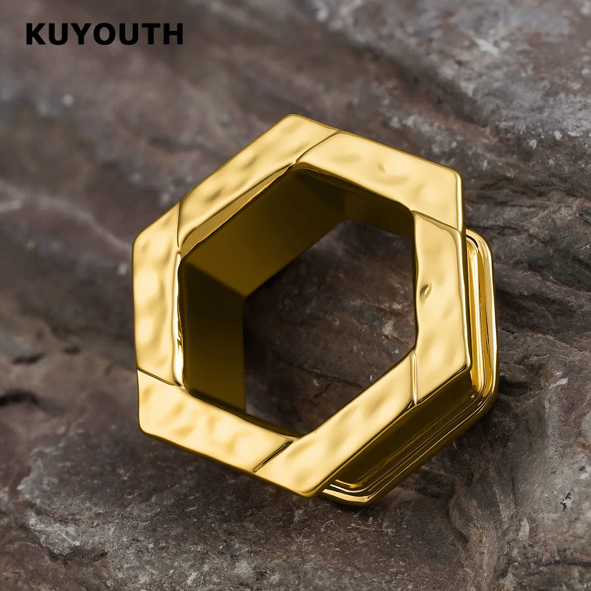 KUYOUTH Hexagon Ear Tunnel Trendy Gauge Stretcher Copper Durable Punk Body Piercing Expander Plug Jewelry